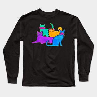 Cats with Glasses and Mustaches Long Sleeve T-Shirt